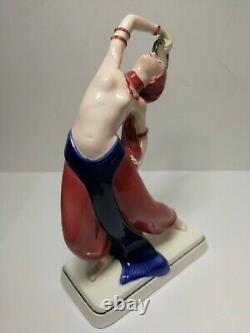 Katzhutte Hertwig Art Deco porcelain figurine 30s Dancing Girl with a Tambourine