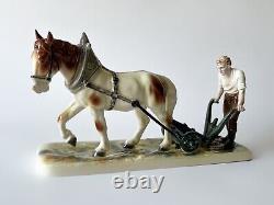 Katzhutte Hertwig Art Deco porcelain figurine 30s Plowman with Horse