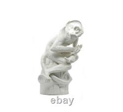 Kpm Germany 1950 Seated Monkey With Banana White Blanc D'chine Porcelain Figure