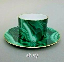 L'Objet Malachite Cup & Saucer Green Gilded Tea Coffee Porcelain New