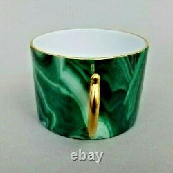 L'Objet Malachite Cup & Saucer Green Gilded Tea Coffee Porcelain New