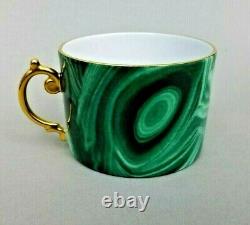 L'Objet Malachite Cup & Saucer Green Gilded Tea Coffee Porcelain New