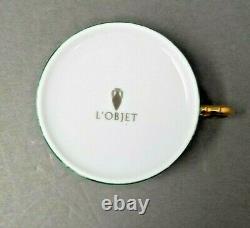 L'Objet Malachite Cup & Saucer Green Gilded Tea Coffee Porcelain New