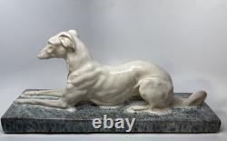 LARGE Art Deco French Ceramic Greyhound André Fau / Nicot 17.5 RARE