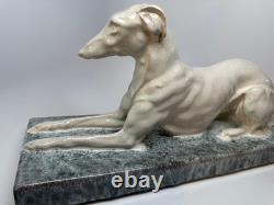 LARGE Art Deco French Ceramic Greyhound André Fau / Nicot 17.5 RARE