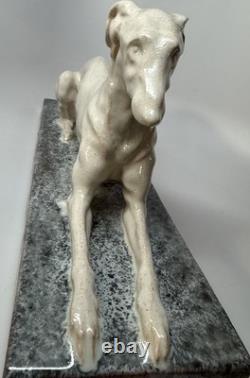 LARGE Art Deco French Ceramic Greyhound André Fau / Nicot 17.5 RARE