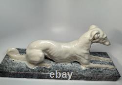 LARGE Art Deco French Ceramic Greyhound André Fau / Nicot 17.5 RARE