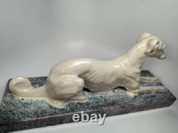 LARGE Art Deco French Ceramic Greyhound André Fau / Nicot 17.5 RARE