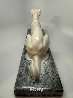 LARGE Art Deco French Ceramic Greyhound André Fau / Nicot 17.5 RARE