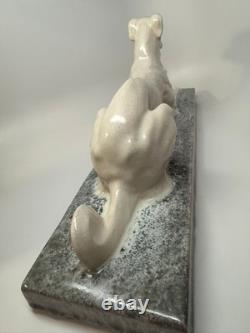 LARGE Art Deco French Ceramic Greyhound André Fau / Nicot 17.5 RARE