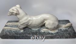 LARGE Art Deco French Ceramic Greyhound André Fau / Nicot 17.5 RARE