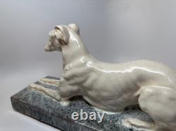 LARGE Art Deco French Ceramic Greyhound André Fau / Nicot 17.5 RARE