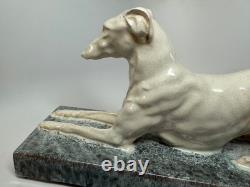 LARGE Art Deco French Ceramic Greyhound André Fau / Nicot 17.5 RARE