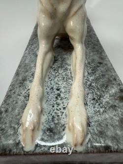 LARGE Art Deco French Ceramic Greyhound André Fau / Nicot 17.5 RARE