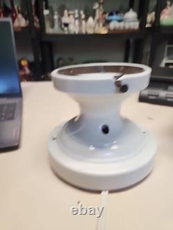 LARGE Art Deco Porcelain Ceiling Flush Mount Light Fixture Milk Glass To Clear