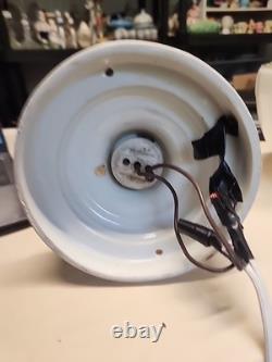 LARGE Art Deco Porcelain Ceiling Flush Mount Light Fixture Milk Glass To Clear