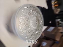 LARGE Art Deco Porcelain Ceiling Flush Mount Light Fixture Milk Glass To Clear