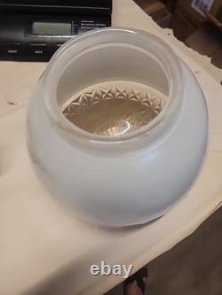 LARGE Art Deco Porcelain Ceiling Flush Mount Light Fixture Milk Glass To Clear