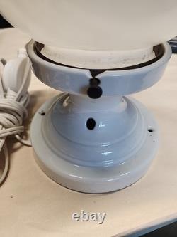 LARGE Art Deco Porcelain Ceiling Flush Mount Light Fixture Milk Glass To Clear
