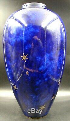 LARGE French Sevres ART DECO Vase Bleu Lapis Glaze & Gilding Sea Stars 1926