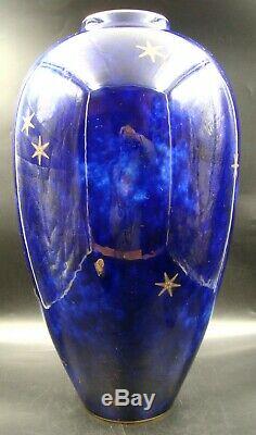 LARGE French Sevres ART DECO Vase Bleu Lapis Glaze & Gilding Sea Stars 1926
