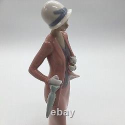 LLADRO NAO 1232 Autumn Stroll Retired! Mint! Lady in Pink Dress withCat & Umbrella