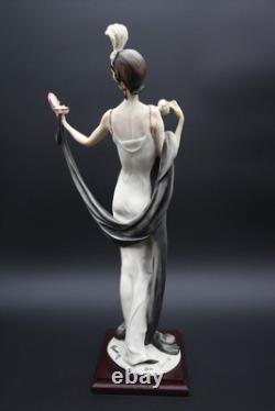 Lady With Powder Puff Guiseppe Armani Statue Art Deco Flapper Dancer 19 h