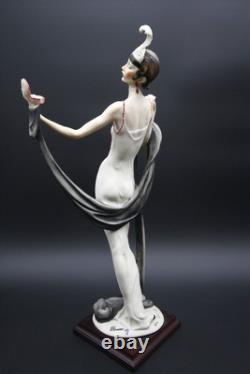 Lady With Powder Puff Guiseppe Armani Statue Art Deco Flapper Dancer 19 h