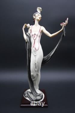 Lady With Powder Puff Guiseppe Armani Statue Art Deco Flapper Dancer 19 h
