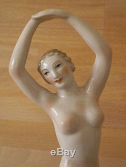 Large 13 Inch Art Deco Karl Ens Porcelain Figure Of A Dancing Nude Signed