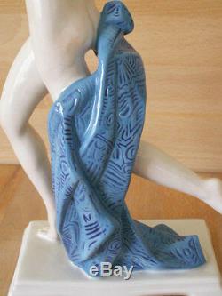 Large 13 Inch Art Deco Karl Ens Porcelain Figure Of A Dancing Nude Signed