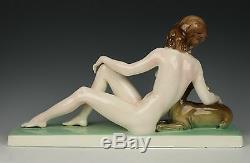 Large 15 Katzhutte art deco figurine Girl with Fawn WorldWide