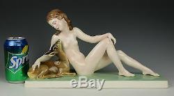 Large 15 Katzhutte art deco figurine Girl with Fawn WorldWide