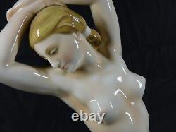 Large 1930s Art Deco German Porcelain Nude Female Figurine signed AH GOEBEL