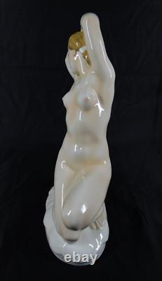 Large 1930s Art Deco German Porcelain Nude Female Figurine signed AH GOEBEL