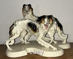 Large Antique Art Deco Porcelain Borzoi/Wolfhounds Dogs Figurine #2009 15