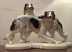 Large Antique Art Deco Porcelain Borzoi/Wolfhounds Dogs Figurine #2009 15