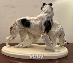 Large Antique Art Deco Porcelain Borzoi/Wolfhounds Dogs Figurine #2009 15