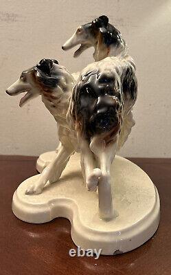 Large Antique Art Deco Porcelain Borzoi/Wolfhounds Dogs Figurine #2009 15