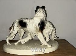 Large Antique Art Deco Porcelain Borzoi/Wolfhounds Dogs Figurine #2009 15