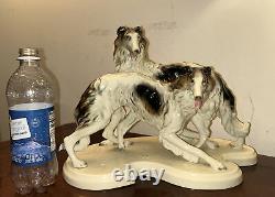 Large Antique Art Deco Porcelain Borzoi/Wolfhounds Dogs Figurine #2009 15