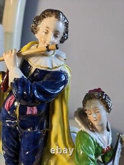 Large Antique French Old Paris Porcelain Figurine Musicians Rare 10