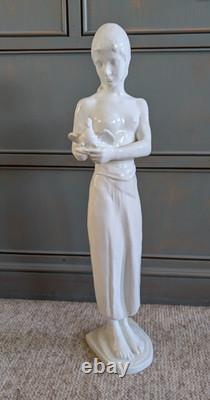 Large Art Deco Rosenthal Porcelain Figurine Girl Dove 23 3/4 H Blanc de chine
