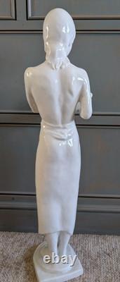 Large Art Deco Rosenthal Porcelain Figurine Girl Dove 23 3/4 H Blanc de chine