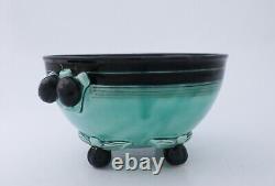 Large Black & Green Porcelain Bowl Ilse Claesson Art Deco Rörstrand