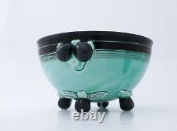 Large Black & Green Porcelain Bowl Ilse Claesson Art Deco Rörstrand