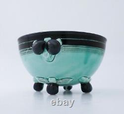 Large Black & Green Porcelain Bowl Ilse Claesson Art Deco Rörstrand