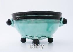 Large Black & Green Porcelain Bowl Ilse Claesson Art Deco Rörstrand