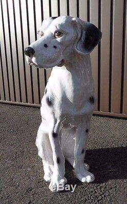 Large Ceramic Dalmatian Dog Made In Italy Old Pottery Figurine Italian 48 CM