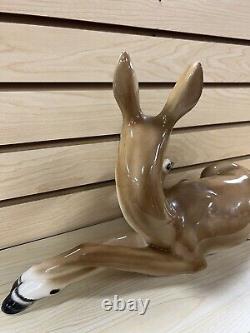 Large Ceramic Porcelain Deer Doe & Fawn Statue Figurine Laying Art Deco 17 MCM